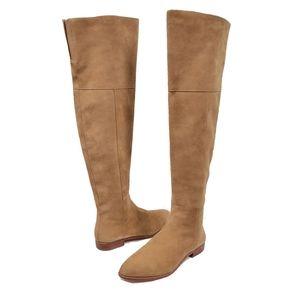 Loeffler Randall Jos Suede Over the Knee Tan Camel Almond Toe Boots 8.5